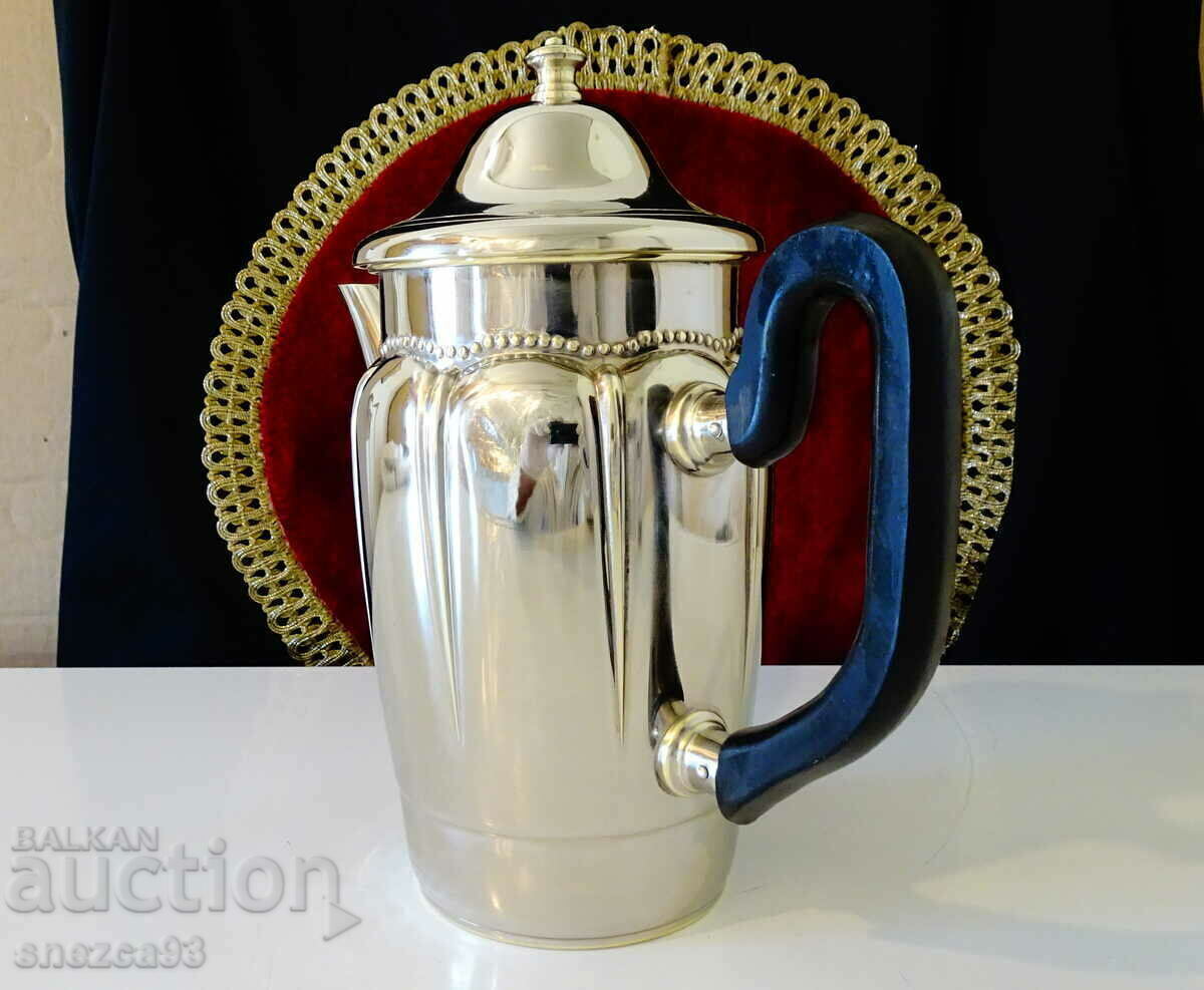 Silver-plated jug, kettle, relief. with price 46.00 BGN | € 23.52 Silver-plated jug, kettle, relief. with price 46.00 BGN | € 23.52