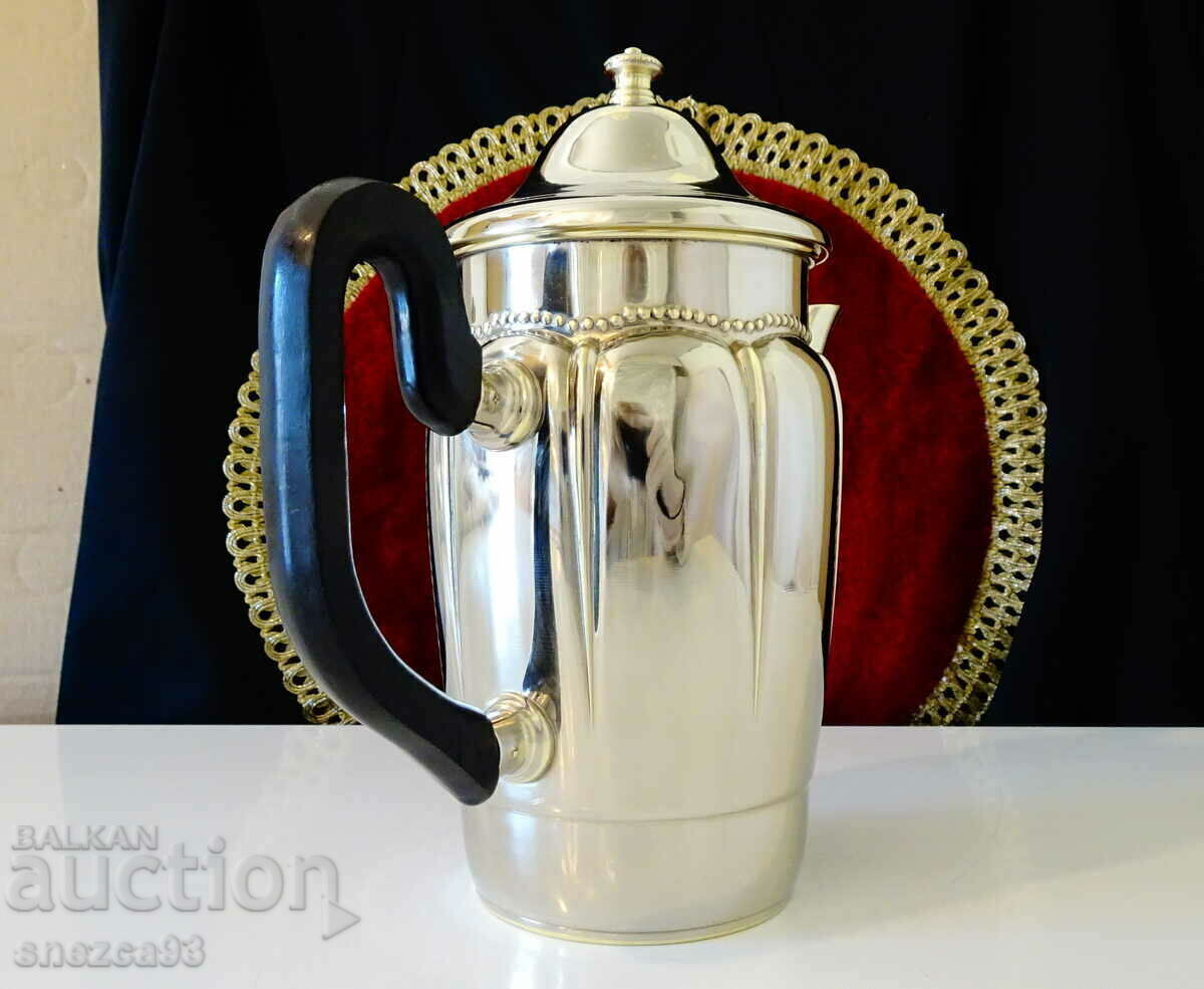 Auction Silver-plated jug, kettle, relief. Auction Silver-plated jug, kettle, relief.