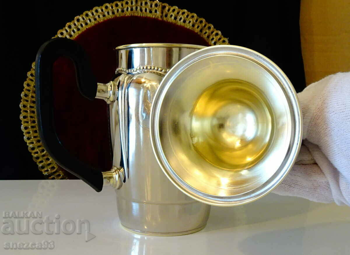 Silver-plated jug, kettle, relief. - 5 Silver-plated jug, kettle, relief. - 5
