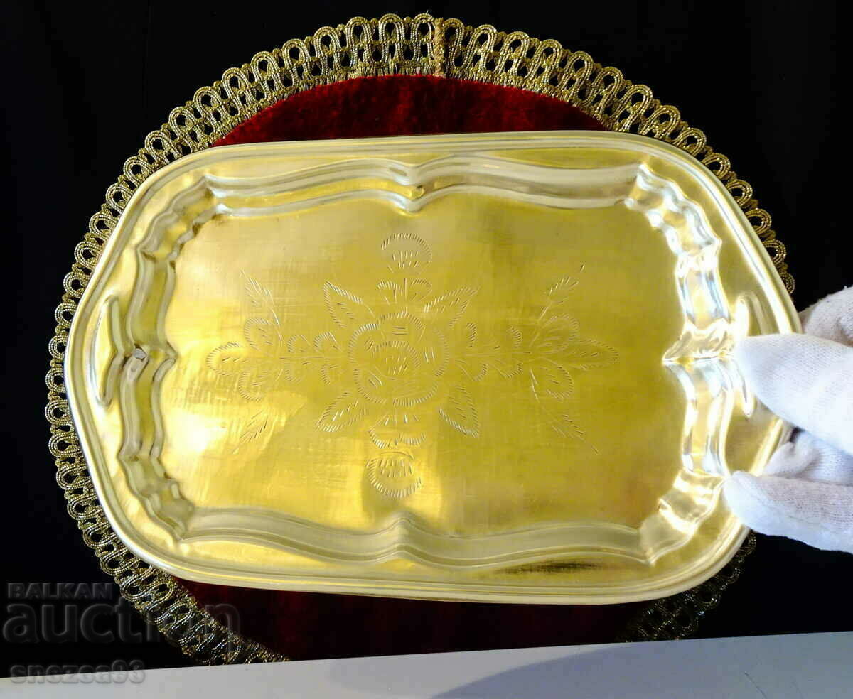 Auction Tray, brass plate, engraved. Auction Tray, brass plate, engraved.