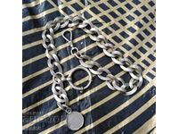 Silver solid chain for pocket watch (l)