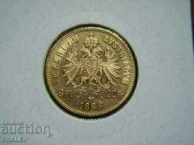 Παράδοση 20 φράγκα / 8 Florin 1888 Αυστρία (Αυστρία) - AU (χρυσός) Παράδοση 20 φράγκα / 8 Florin 1888 Αυστρία (Αυστρία) - AU (χρυσός)