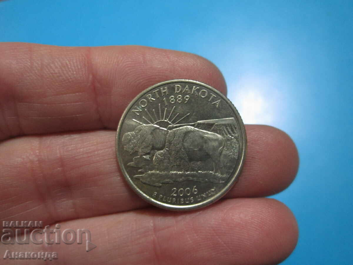 Северна Дакота  25 цента САЩ 2006 г буква D серия 50 щата