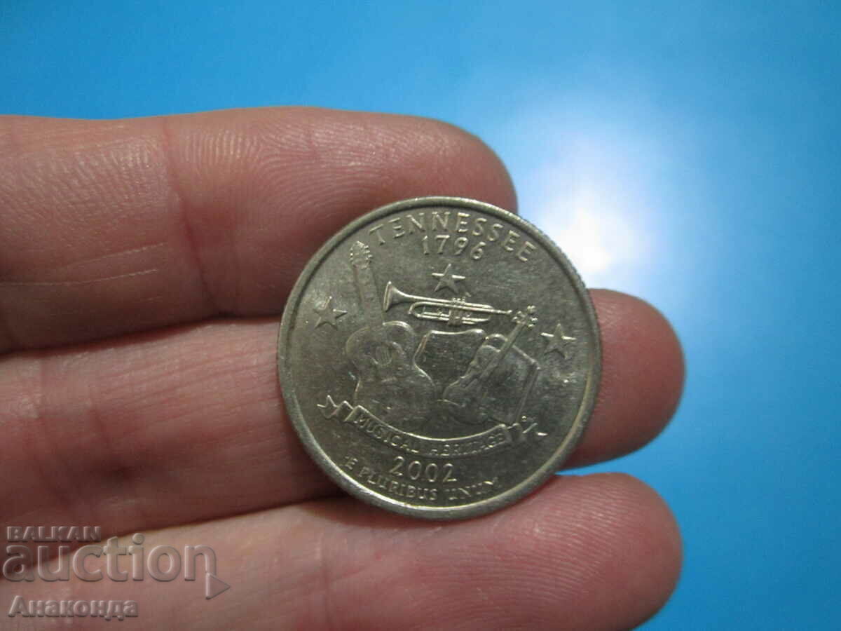 Тенеси 25 цента САЩ 2002 г буква Р серия 50 щата