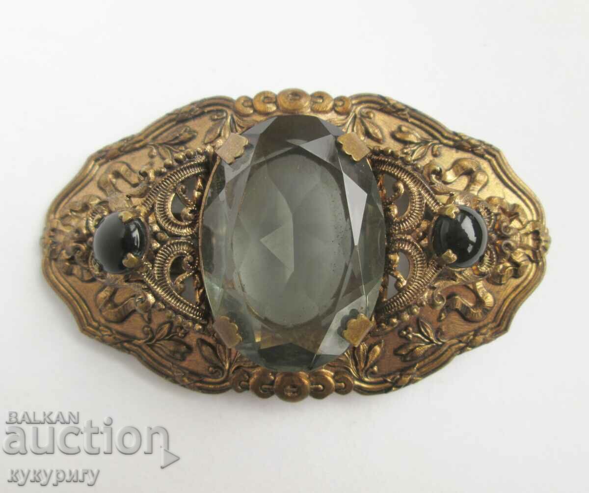 Old women's buckle belt buckle with ornaments and stone