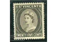 St. Vincent 25 cents 1955 MNH