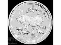 10 OZ SILVER 2019 - YEAR OF THE PIG - LUNAR AUSTRALIA