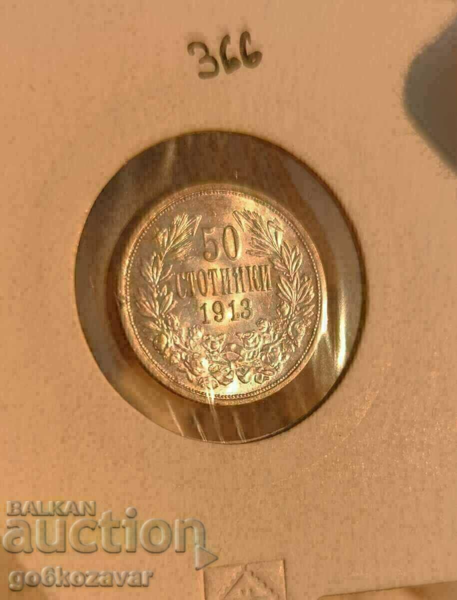 Bulgaria 50 de cenți argint 1913. Calitate!