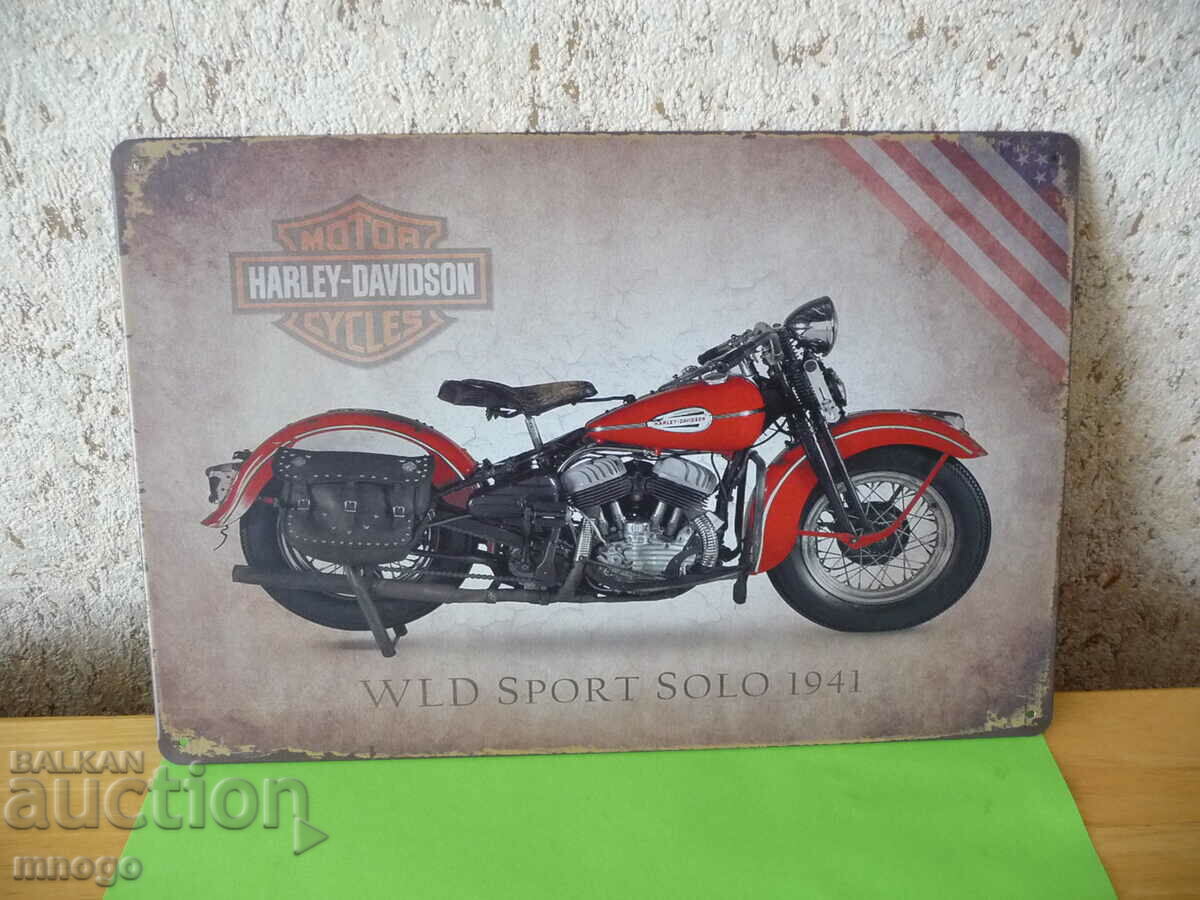 Placa metalica Harley Davidson WLD Sport 1941 Harley rocker