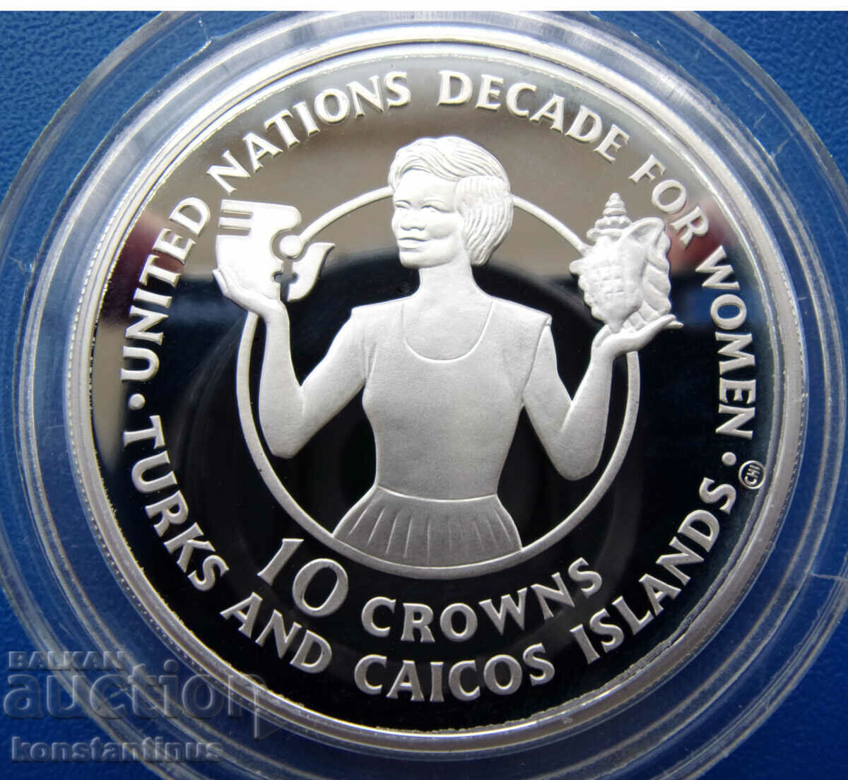 Turk and Caicos 10 Crown 1985 UNC PROOF Very Rare