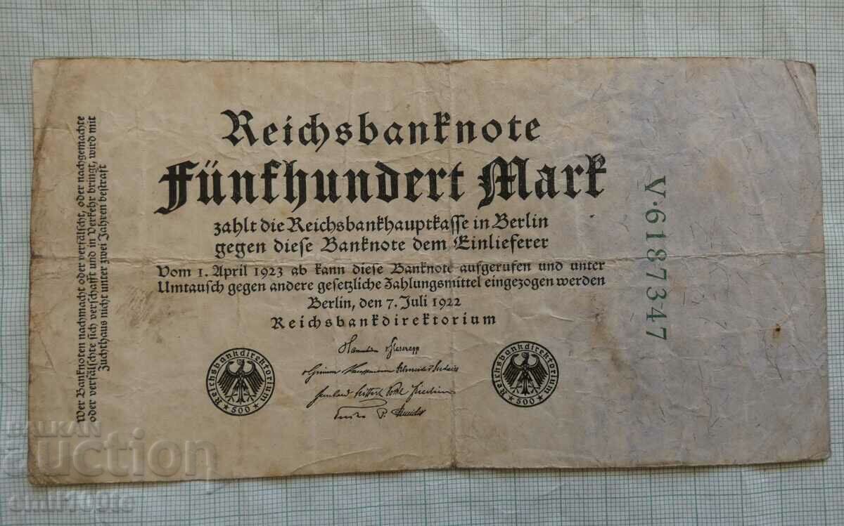 500 de timbre 1922 Germania