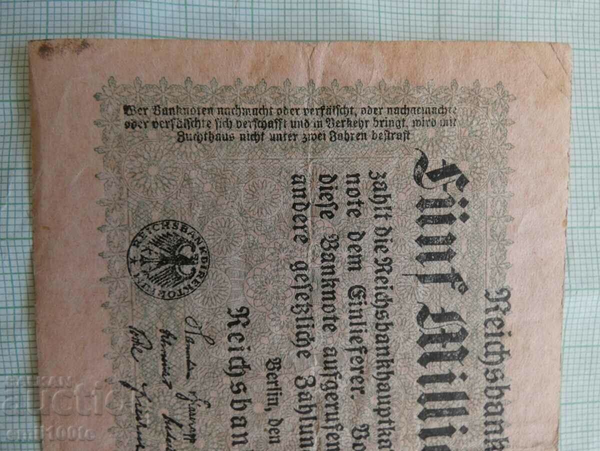 5 million marks 1923 Germany with price 5.00 BGN | € 2.56 5 million marks 1923 Germany with price 5.00 BGN | € 2.56