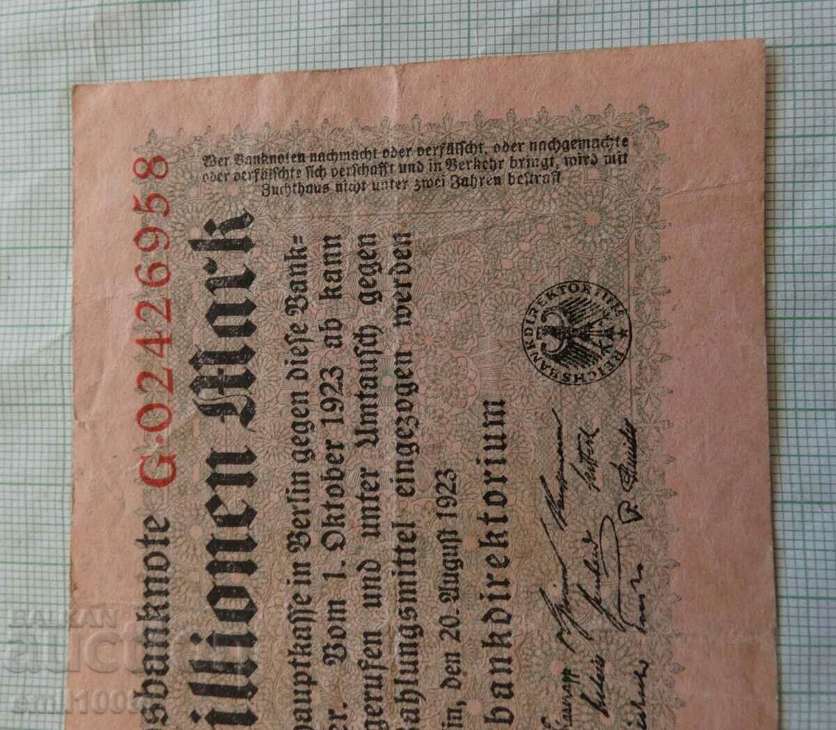 Auction 5 million marks 1923 Germany Auction 5 million marks 1923 Germany