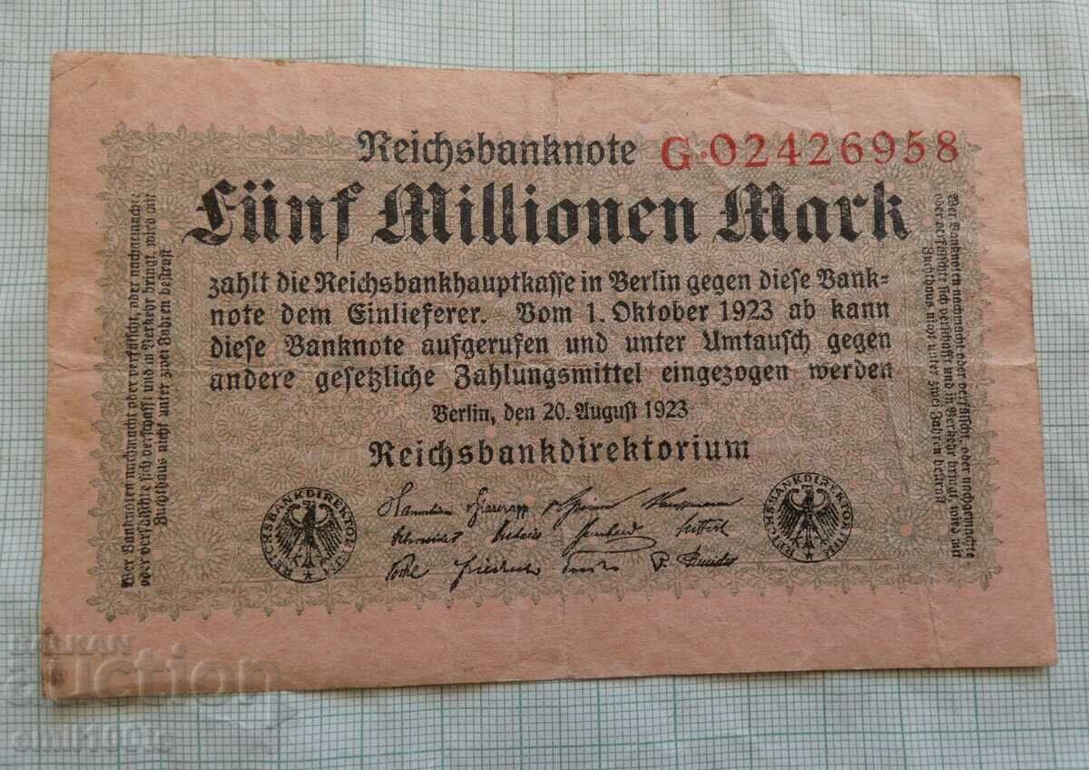 5 million marks 1923 Germany
