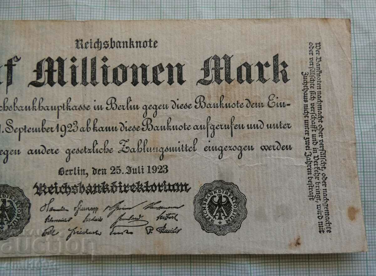 Δημοπρασία 5 εκατομμύρια μάρκα 1923 Γερμανία Δημοπρασία 5 εκατομμύρια μάρκα 1923 Γερμανία