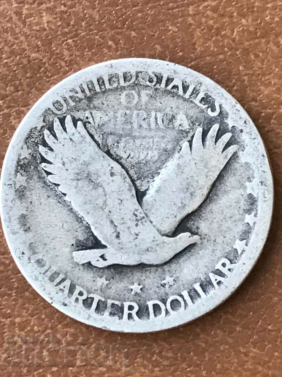 САЩ Америка 1/4 долар Изправена Свобода орел сребро 900