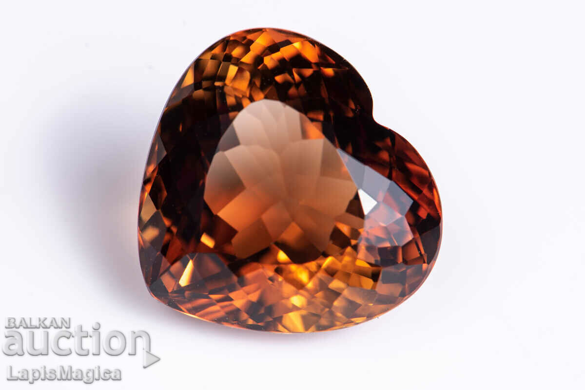Large cognac topaz 17.78ct IF heart-shaped grinding