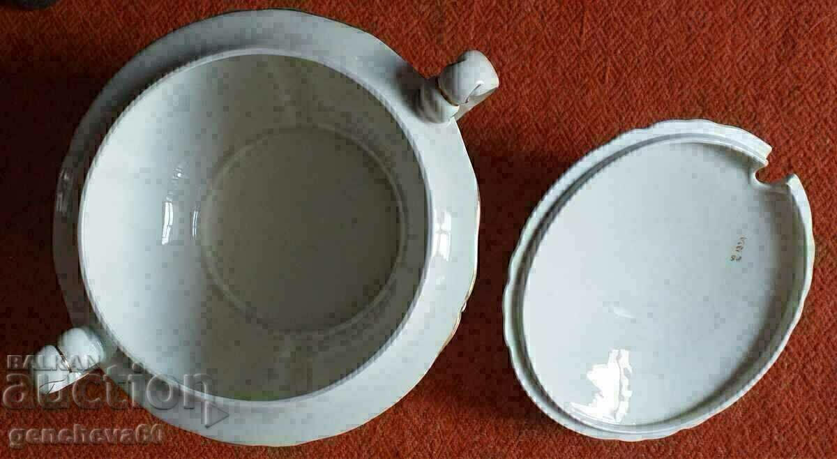 Auction  Baroque soup bowl, floral motifs, marked MZ