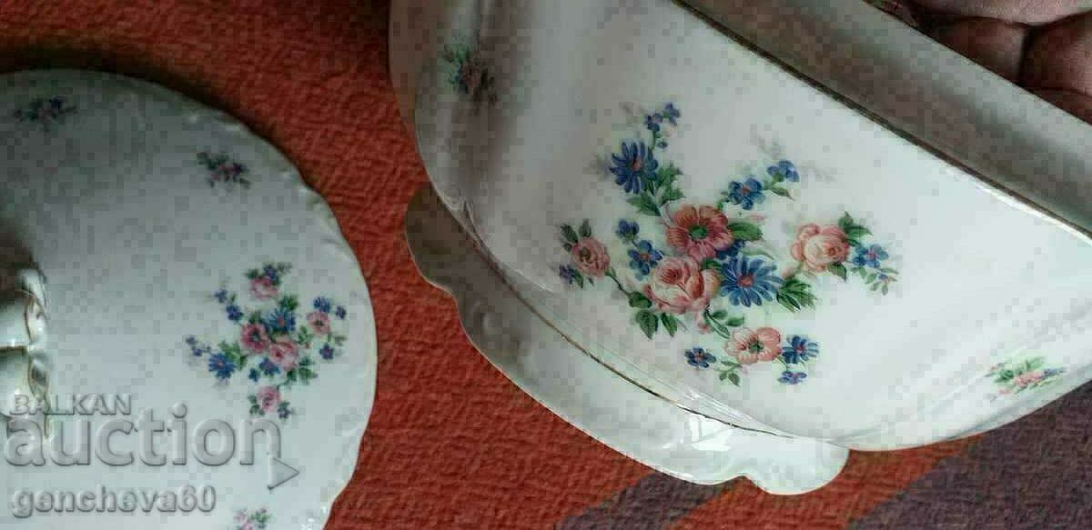 Bol pentru supă baroc, motive florale, marcat MZ - 7