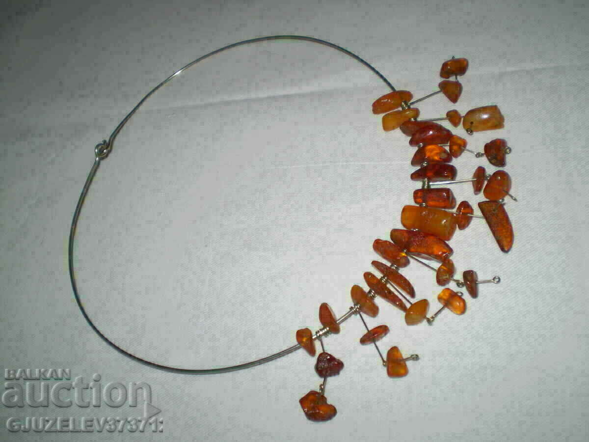 Retro amber necklace and earrings set - 6