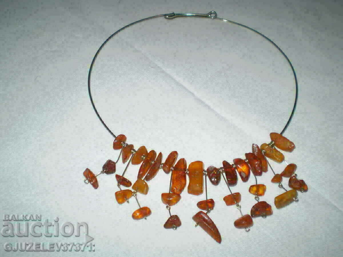 Retro amber necklace and earrings set - 7