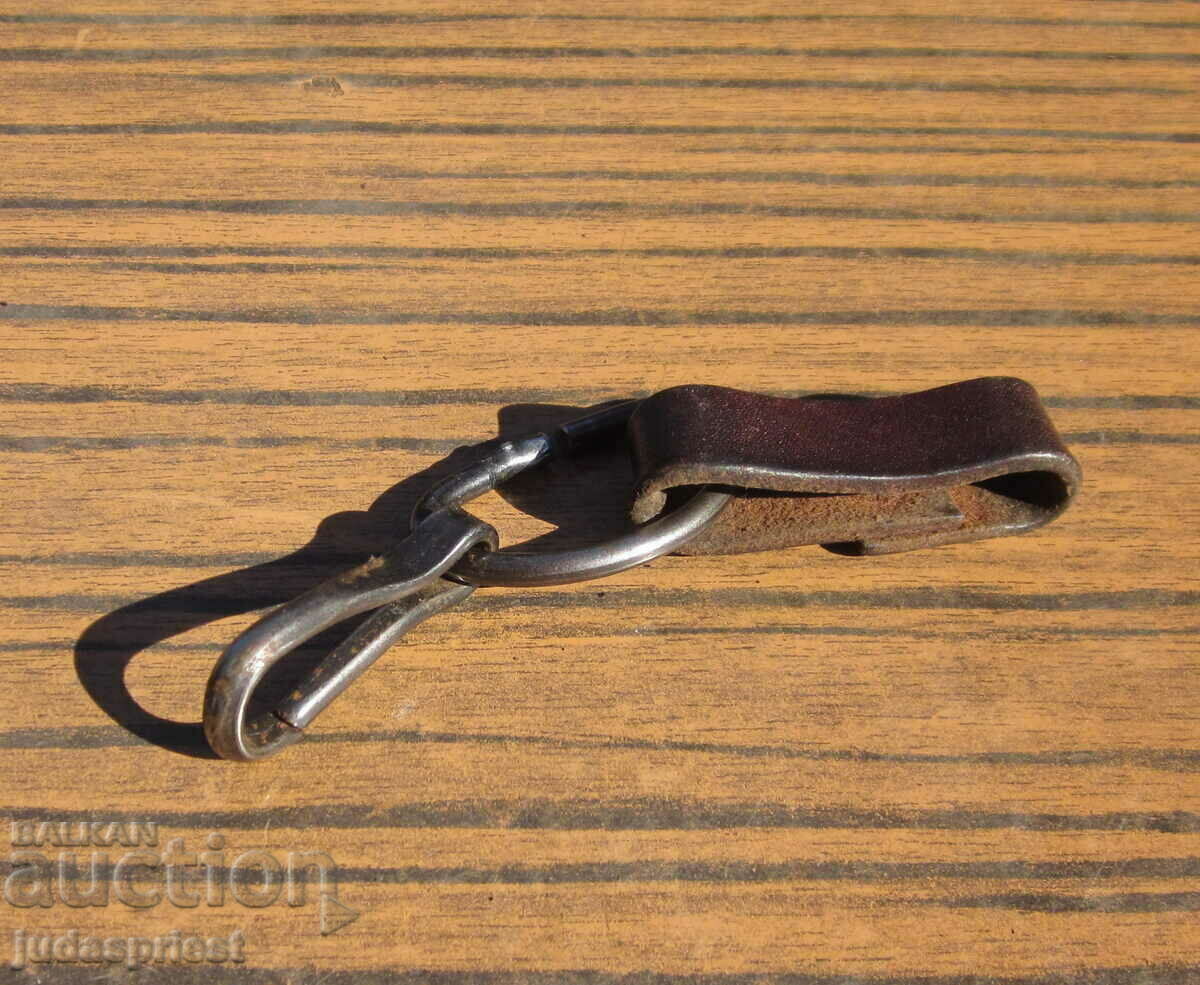 Auction old bracket with leather strap steel clip for military knife Auction old bracket with leather strap steel clip for military knife