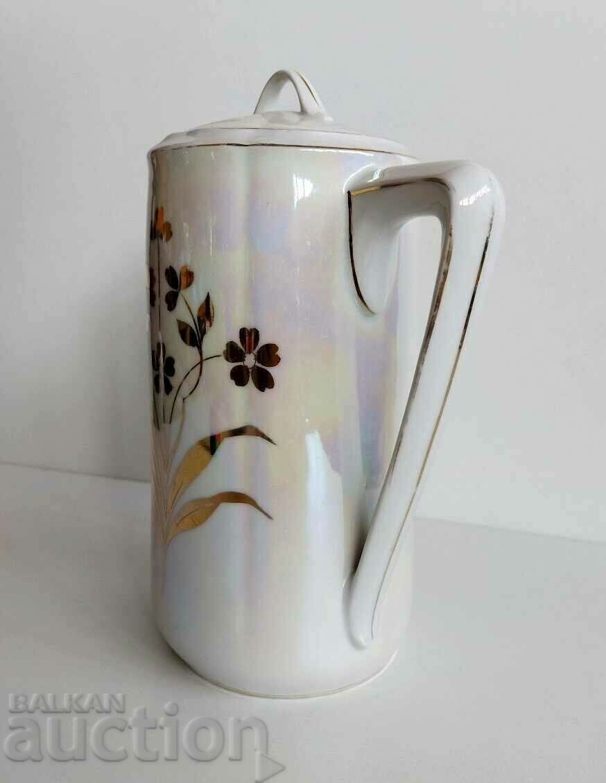 Delivery of OLD HEALTHY PORCELAIN TEAPOT KETTLE COURT WITH COFFEE LID Delivery of OLD HEALTHY PORCELAIN TEAPOT KETTLE COURT WITH COFFEE LID