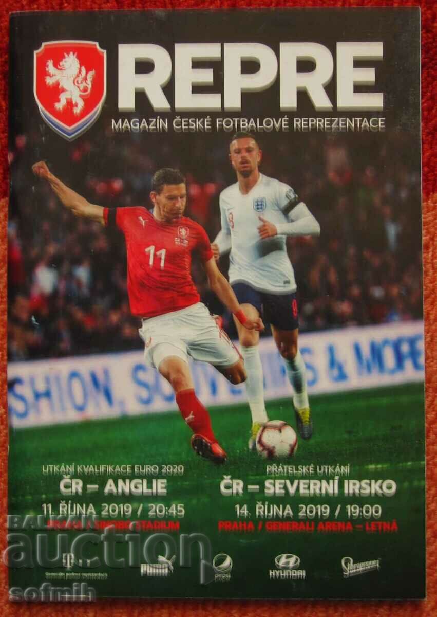 football program Czech Republic - England, Northern Ireland