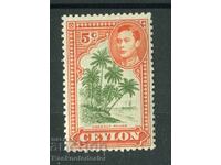 Ceylon KGVI 1938-49 5c sage-green & orange SG387