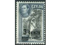 CEYLON 1940 / SG 399 KGVI 3 cents on 20c