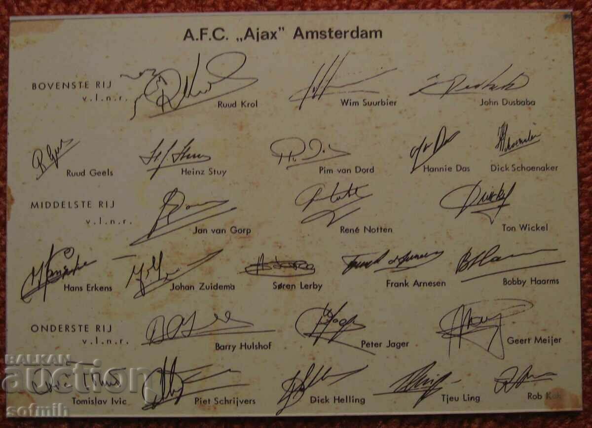 football card Ajax 77/78 copy with price 5.00 BGN | € 2.56