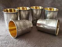 6 Russian silver cups with GOLD Armenian Yerevan cup