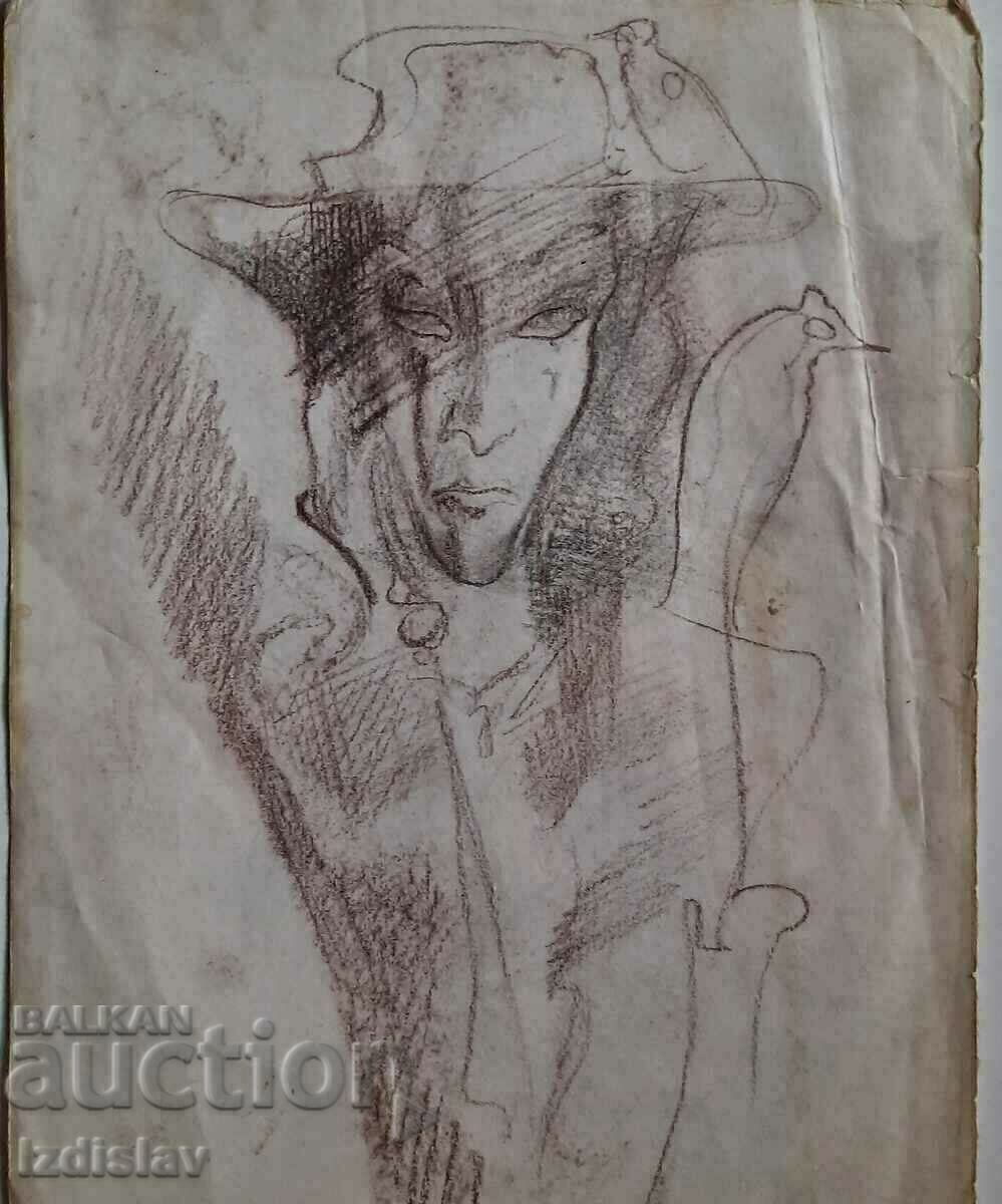 An old two-sided drawing by the artist Petko Petkov with price 260.00 BGN | € 132.94 An old two-sided drawing by the artist Petko Petkov with price 260.00 BGN | € 132.94