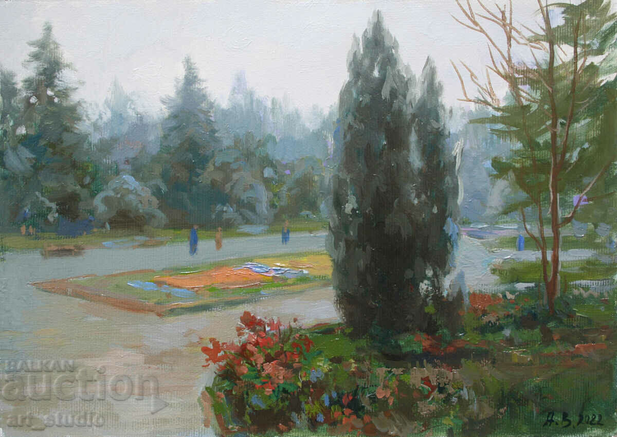 Evening in the park - oil paints