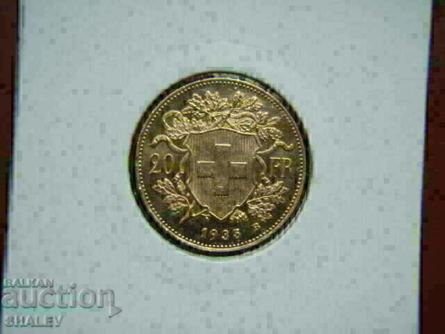 Auction 20 Francs 1935 B Switzerland - AU (gold) Auction 20 Francs 1935 B Switzerland - AU (gold)