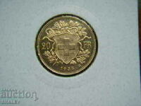 20 franci 1935 B Elveția (RARE!) - AU (aur)
