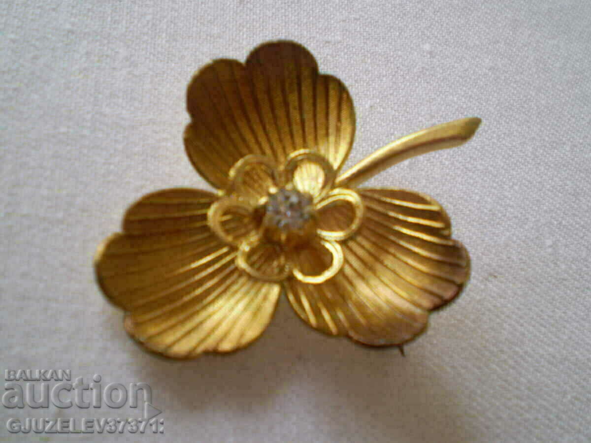 brooch leaf flower with crystal 1930s - 5 brooch leaf flower with crystal 1930s - 5