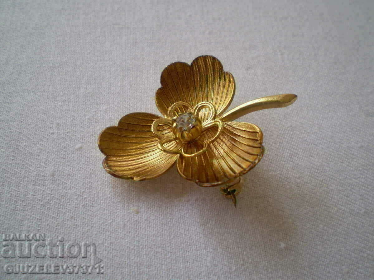 brooch leaf flower with crystal 1930s - 6 brooch leaf flower with crystal 1930s - 6