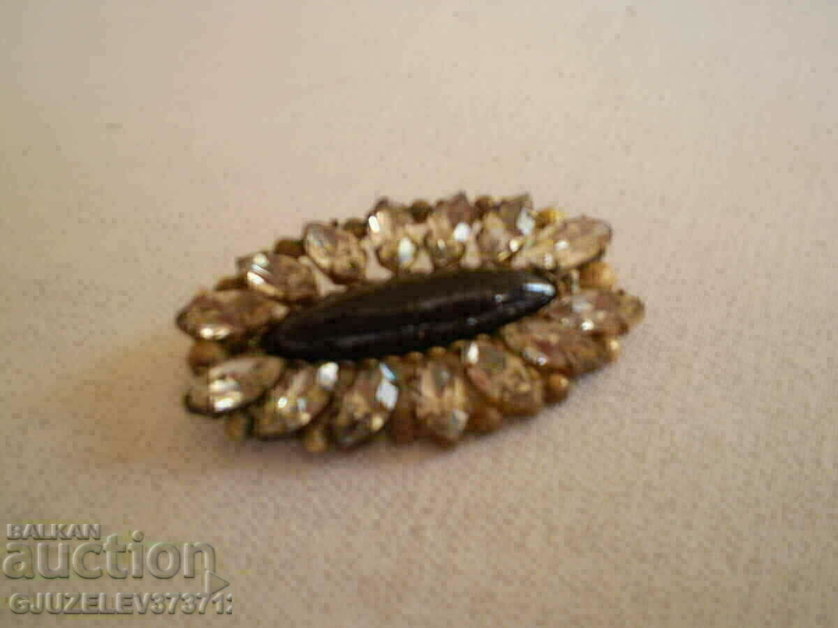 Old Women's Brooch bronze glass and crystal - 5 Old Women's Brooch bronze glass and crystal - 5