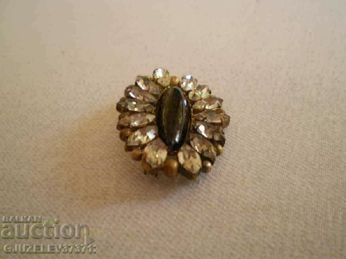 Old Women's Brooch bronze glass and crystal - 6 Old Women's Brooch bronze glass and crystal - 6