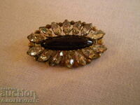 Old Women's Brooch bronze glass and crystal