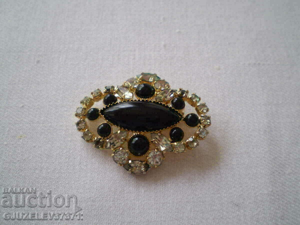 Women's Brooch bronze glass and crystal