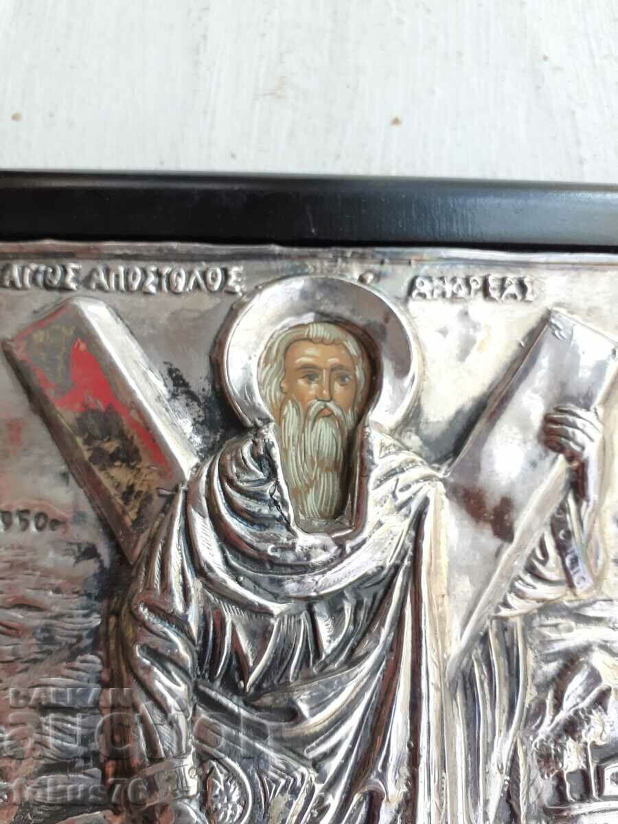 Auction Large silver icon with a certificate Auction Large silver icon with a certificate