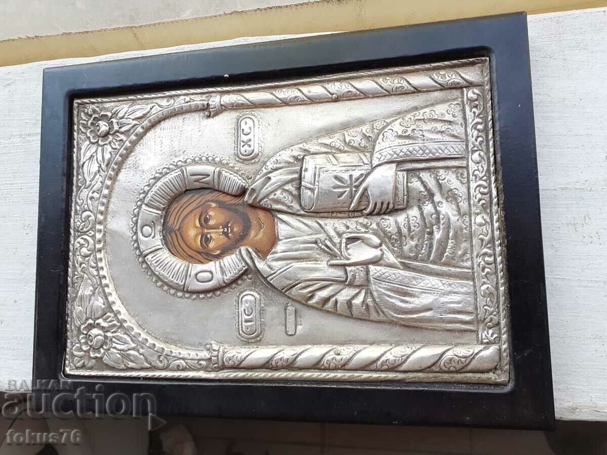 Auction Large silver icon with a certificate Auction Large silver icon with a certificate