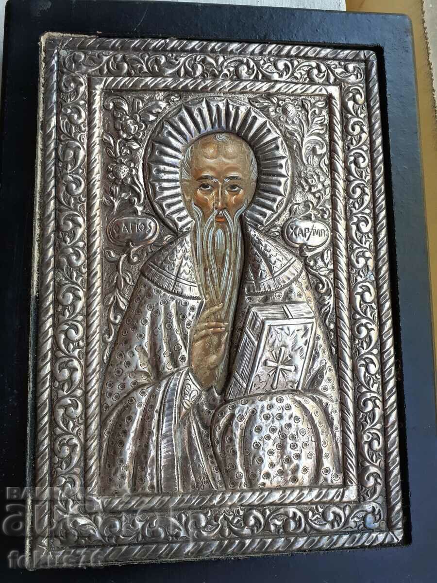 Auction  Large silver icon with 950 certificate