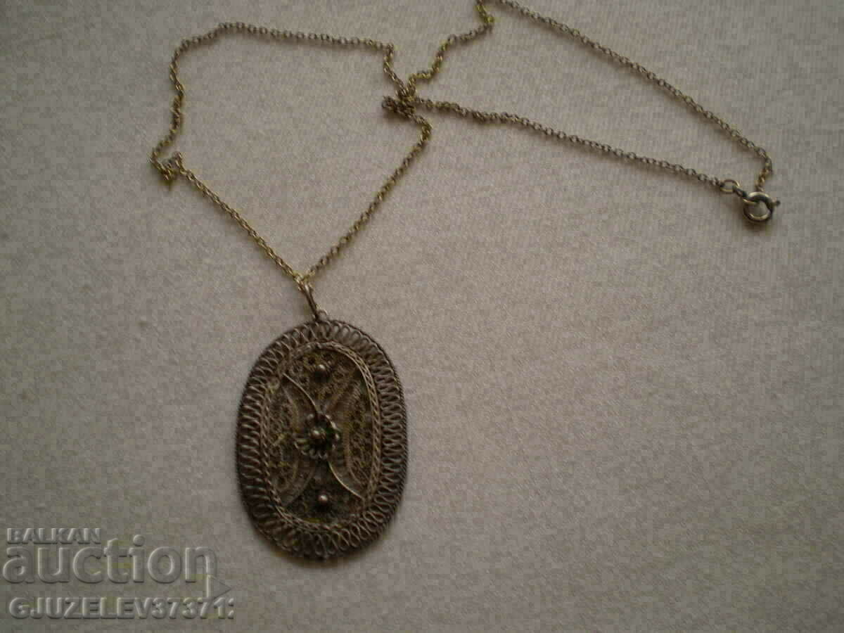 Old women's medallion white metal filigree - 7 Old women's medallion white metal filigree - 7