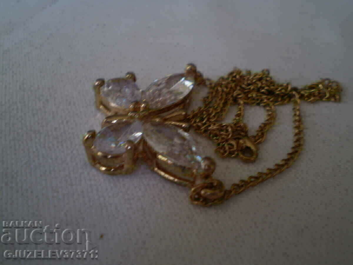 Auction  Butterfly pendant necklace polished crystal