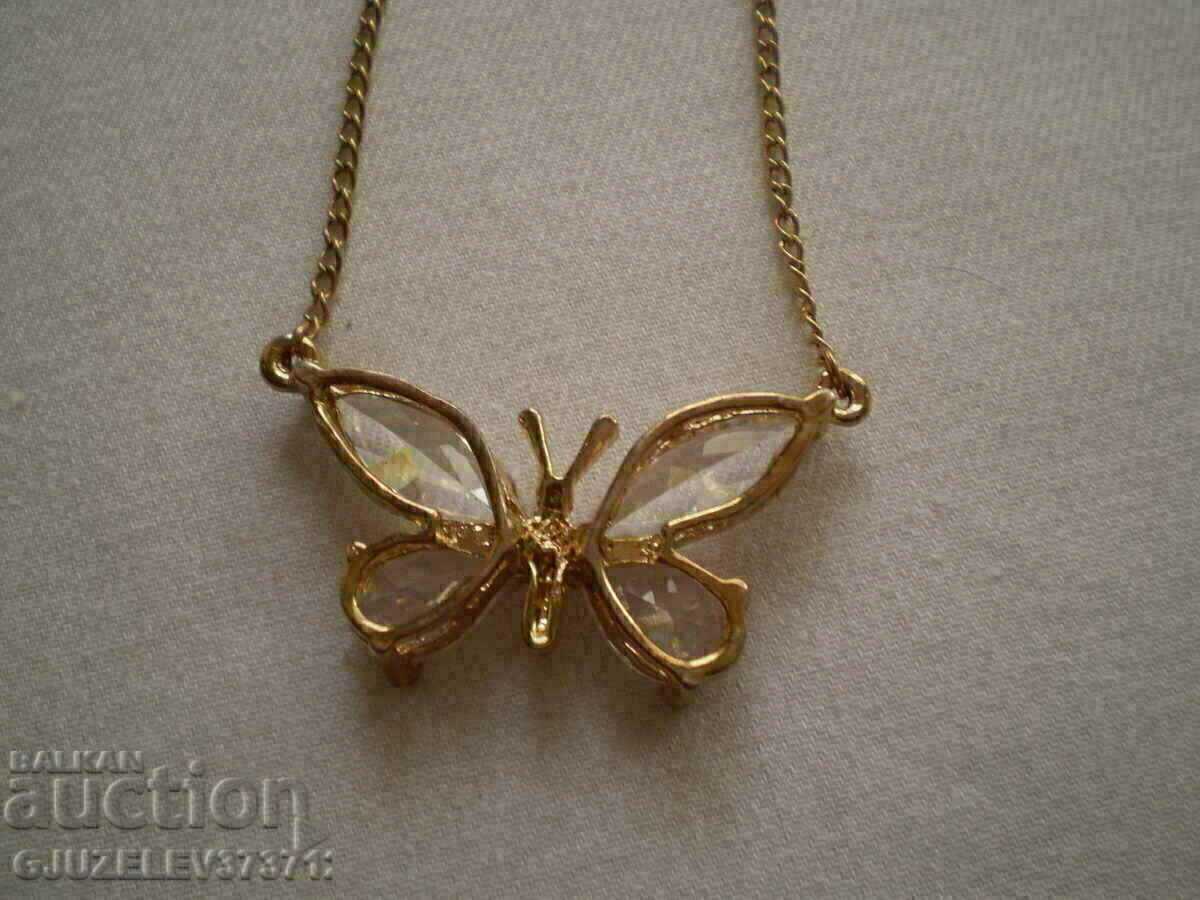 Butterfly pendant necklace polished crystal - 5