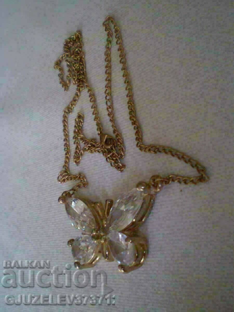 Butterfly pendant necklace polished crystal - 6