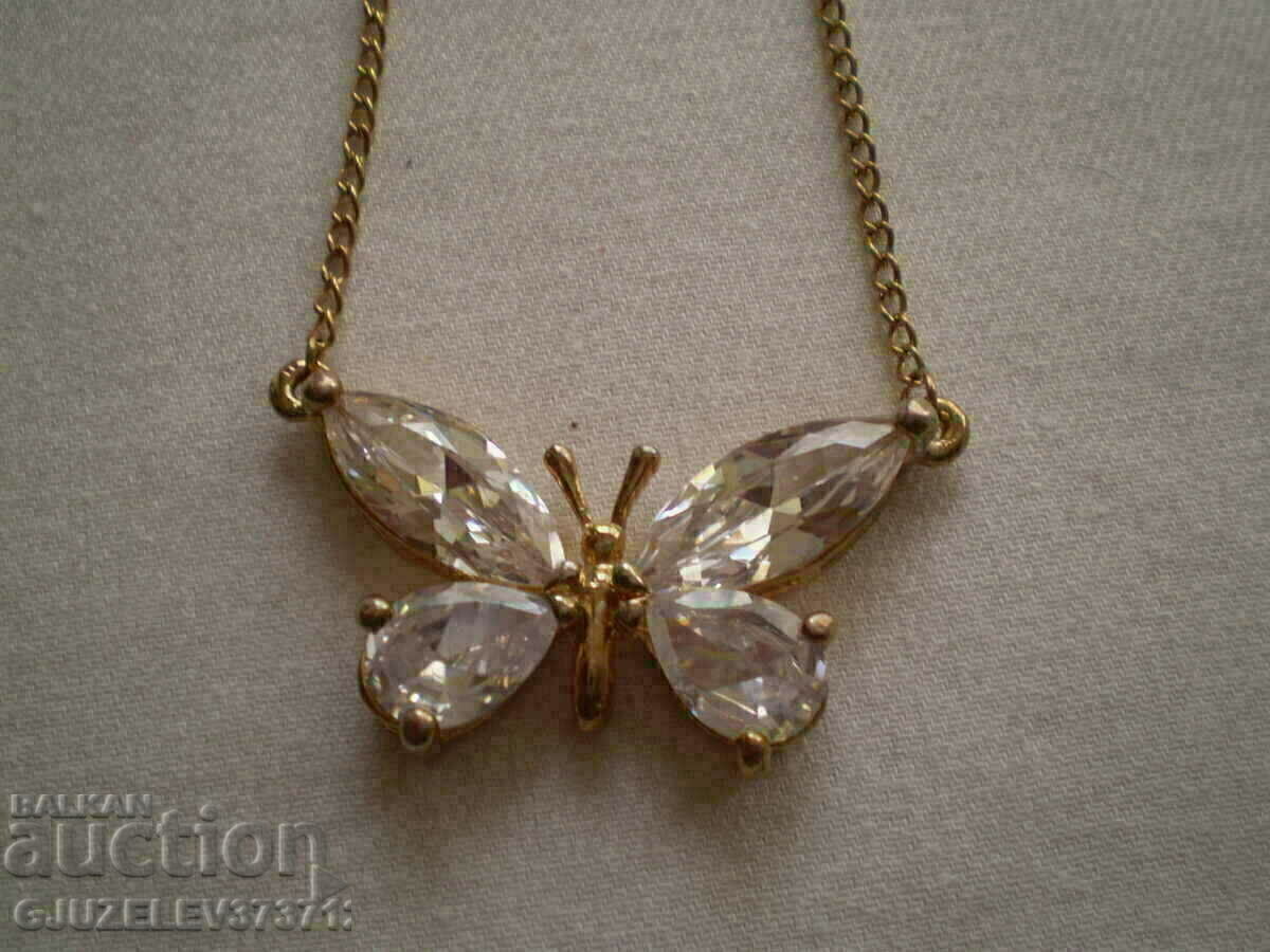 Butterfly pendant necklace polished crystal - 7